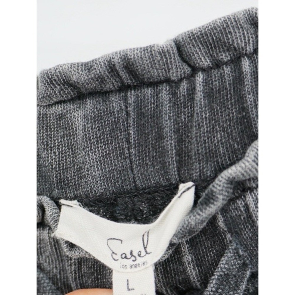 Easel Womens Utility Mineral Washed Wide Leg Terry Knit Cargo Pant Black Large - Picture 11 of 15